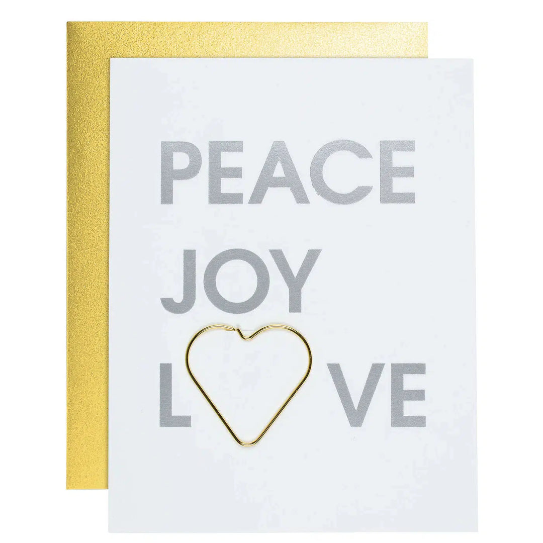 Peace Joy & Love - Paper Clip Letterpress Card