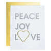 Peace Joy & Love - Paper Clip Letterpress Card
