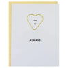You + Me Always - Heart Paper Clip Letterpress Card