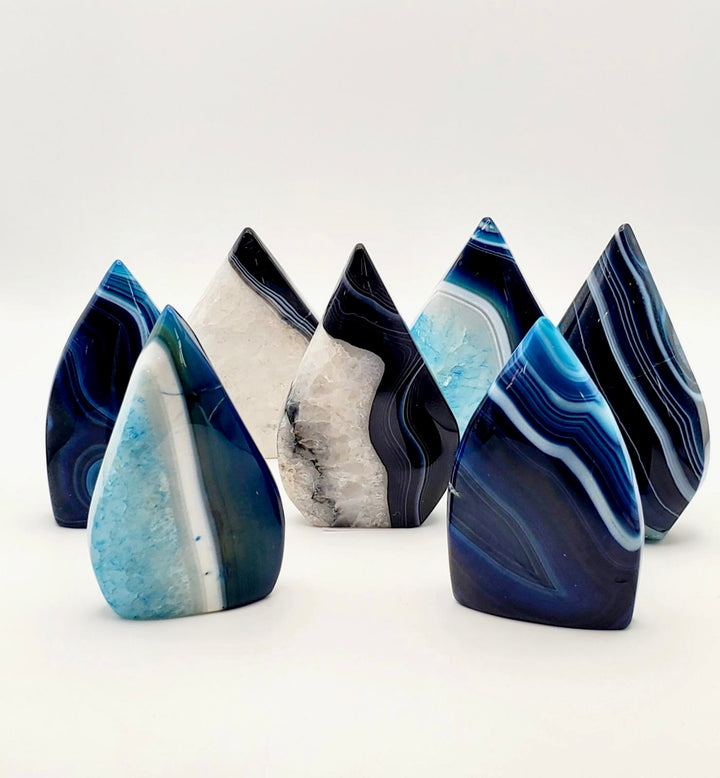 Blue Silk Agate Flames