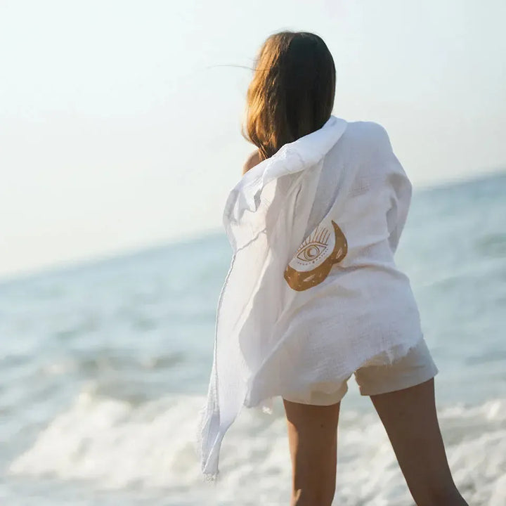 Crescent Moon Hooded double gauze Turkish cotton Kimono